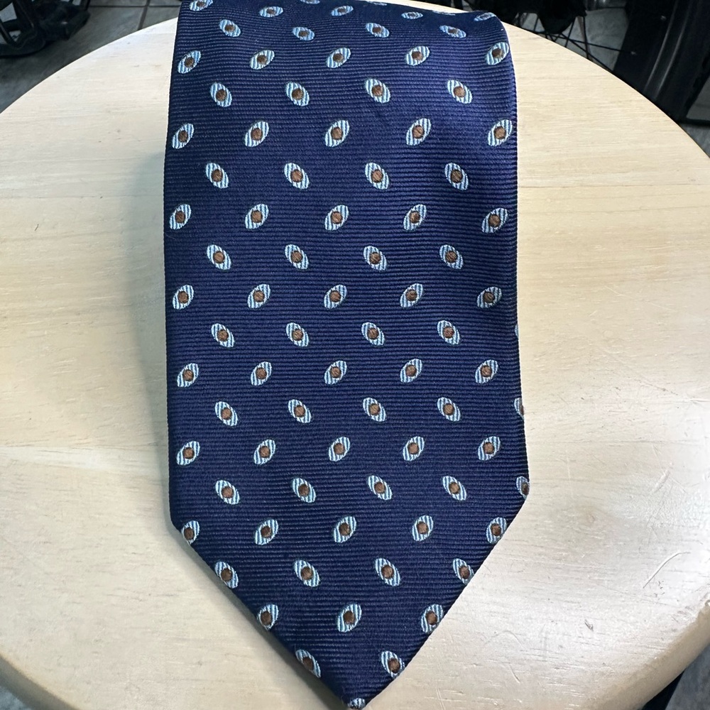 Brooks Brothers Makers Men's Silk Tie Blue Pattern Tie